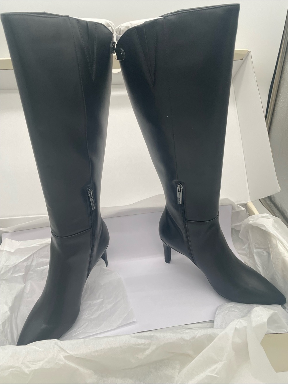 Anne Klein Black Tall Pointed-Toe Stiletto Knee Boots
